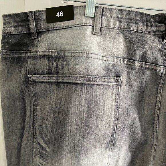 Legendary Status Grey Distressed Size 46 Demin Paint Splatter Shorts Grunge Goth - Picture 7 of 12